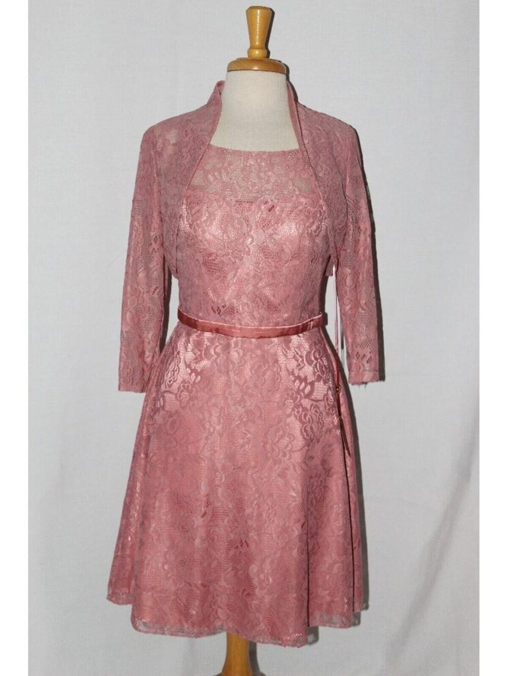 MayQueen 1209 Short Lace Formal Gown With Jacket-Size 6-DUSTY ROSE-NEW With Tags